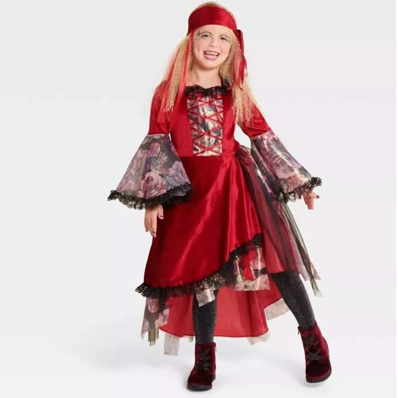 Girls Hyde & Eek Rose PIRATE Halloween Costume Size S M L Dress Buccaneer NWT - Picture 1 of 3